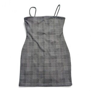 Windsor Plaid Bodycon Mini Dress Spaghetti Straps Size M